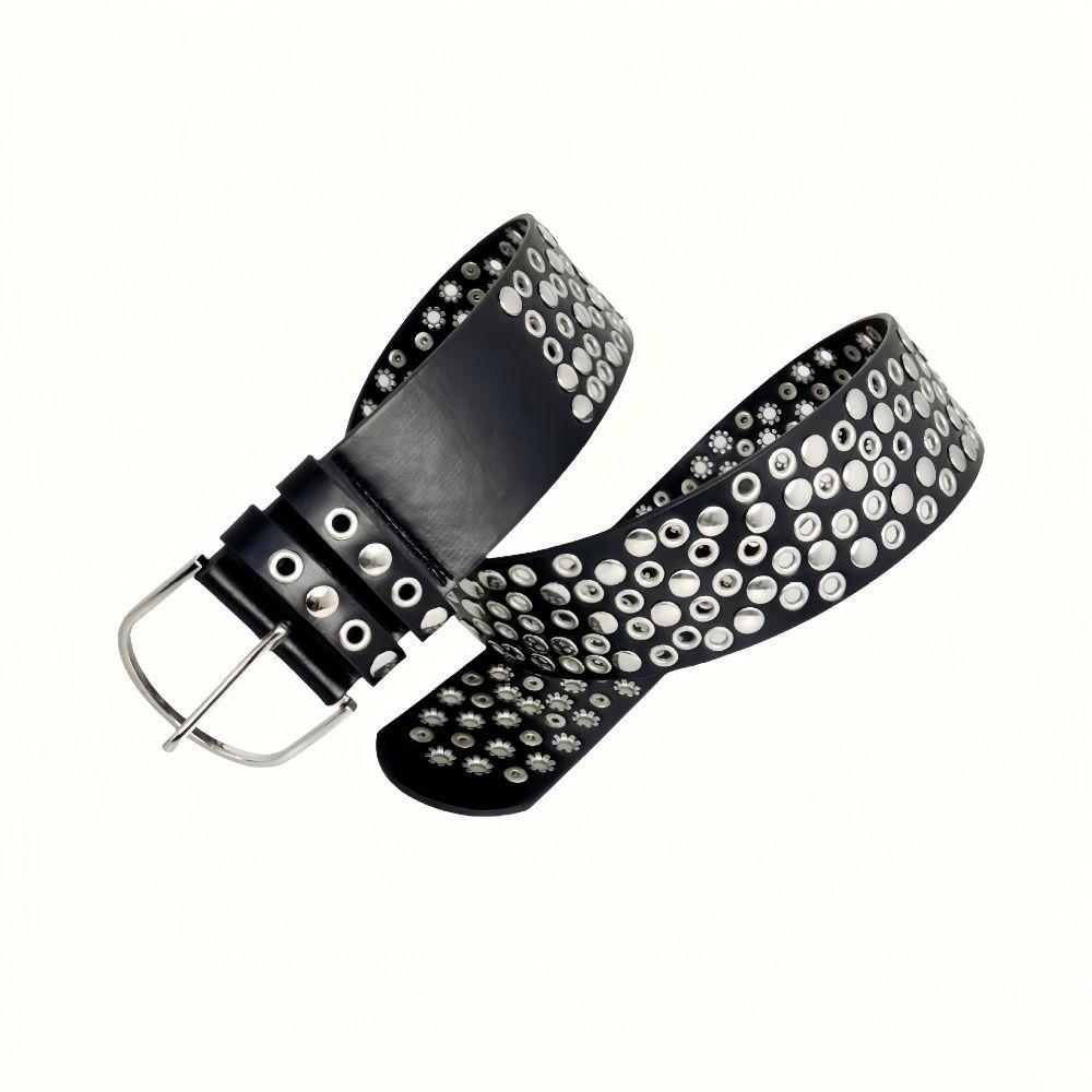 Luxury Design Eyelet Rivet Belt Punk Hollow Grommet Decorative Belt  for Women Club Outfit