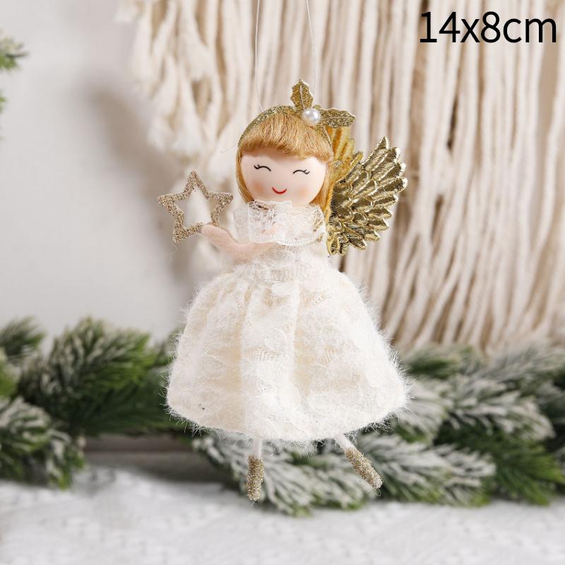 2025 Christmas Angel Dolls Plush Girl Christmas Tree Decorations for Home Navidad Ornaments Xmas Pandent New Year Gifts for Kids