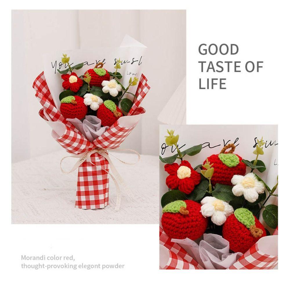 Sunflower Crochet Flower Bouquet Woven Preserved Flower Quality Knitted Flower  Graduation Gifts