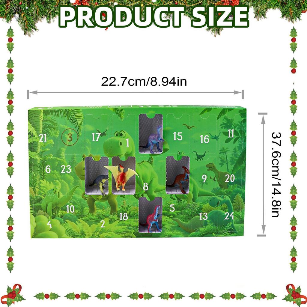 Weihnachts-Adventskalender Dinosaurier-Modell Weihnachts-Advent 24-Tage Countdown-Kalender Spielzeugauto Partygeschenk für Jungen Mädchen