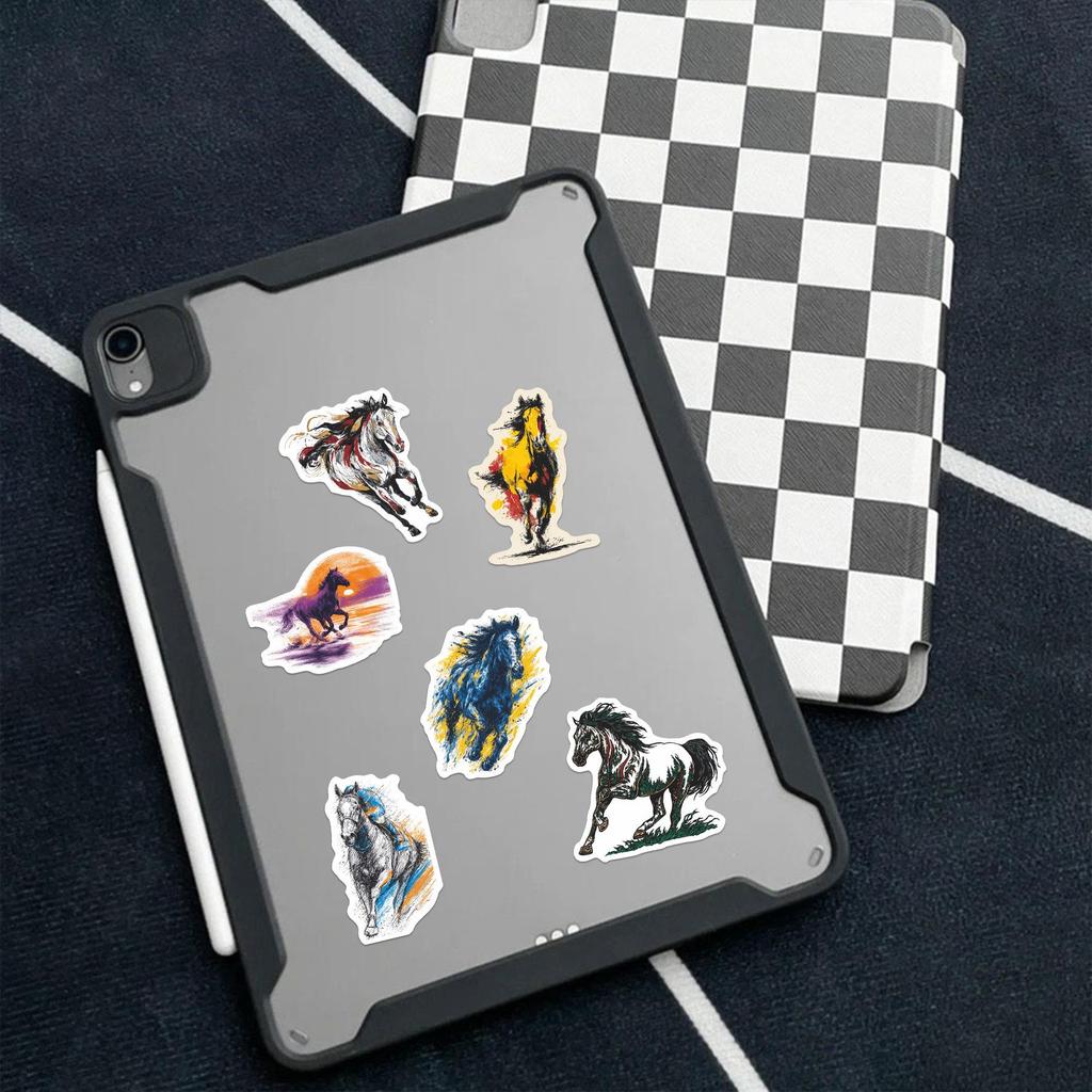 56-Piece Year of the Horse Realistic Sticker Set for Notebooks, Luggage & DIY Decoration - Waterproof, PVC, Self-Adhesive