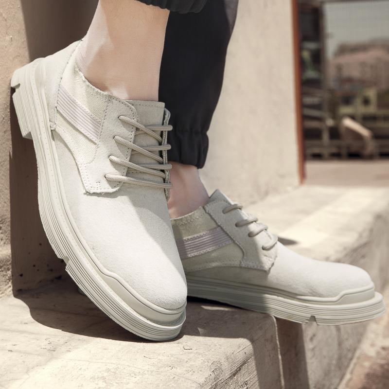 Mens Shoes Suede Leather Oxfords Shoes Men Casual Gents Flats Male Business Sneakers High Quality Comfortable Lace-Up Footwear