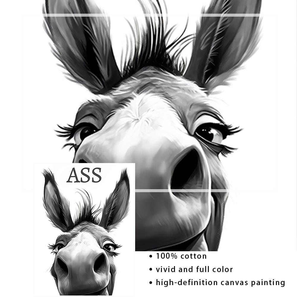 Abstract Funny Animals Donkey Poster Print Painting  Nice Ass Quote Canvas Wall Art Pictures for Home Bathroom Decor