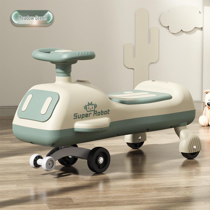 Children's Swing Car with Lights & Music: 1-3 Year-Old Anti-Rollover Rocking Toy