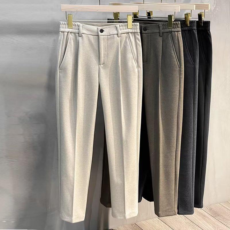 Suit Pants, Cropped Pants, Men's, Light Luxury Business, Slim Fit, Small Leg Pants, Stretch Waist, Casual Pants, Professional Men's Clothing