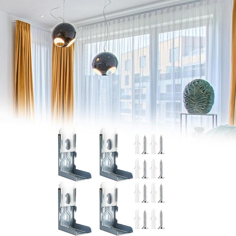 4Pcs Silver Metal Vertical Blind Mounting Brackets Replacement Hardware for Interior and Exterior Zebras Roller Shade