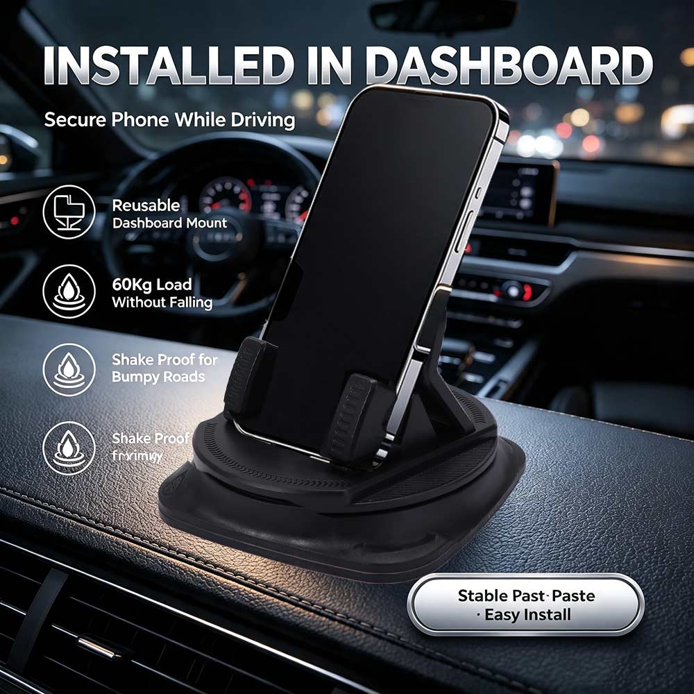 Non-Slip Car Phone Holder 360 Degree Rotatable Mobile Phone Holder  Dashboard Use