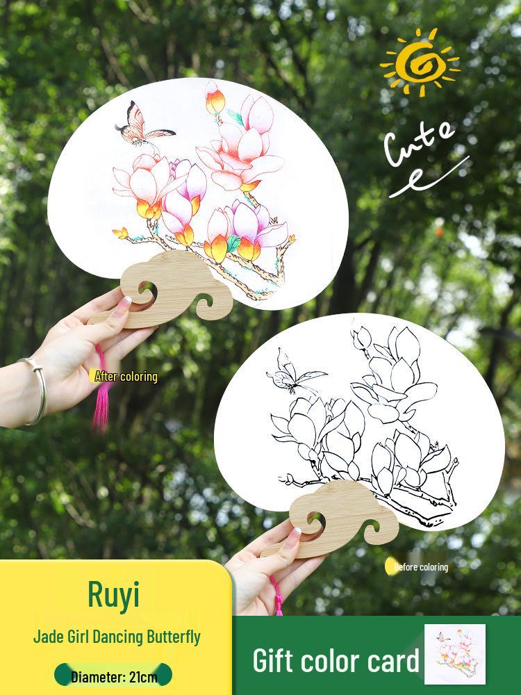 Thickened Xuan Paper Round Fan - Blank Lacquer Fan Kit for Chinese Painting & Calligraphy, Ancient Style, Double-Sided, Ideal for Children