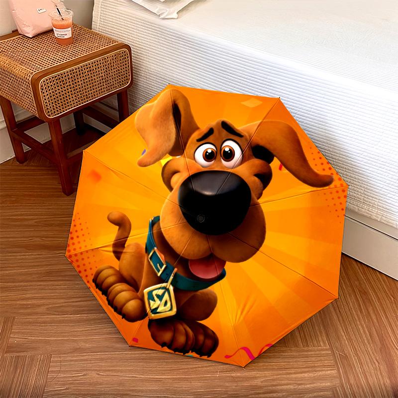 Courage the Cowardly Dog and Scooby-Doo  Pattern, Automatic Folding Umbrella, Portable and Foldable Design, 8 Ribs, a Christmas or Birthday Gift.