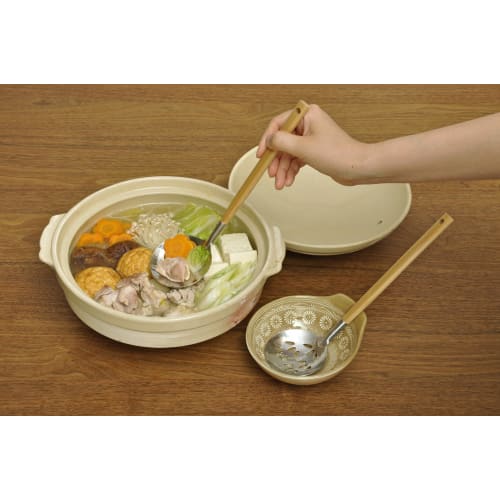 Sakai Sangyo Made in Japan Bamboo Handle Ladle (Set of 2) Syrup Ladle, Small, Easy to Hold, Small Ladle with Holes, Set of 2