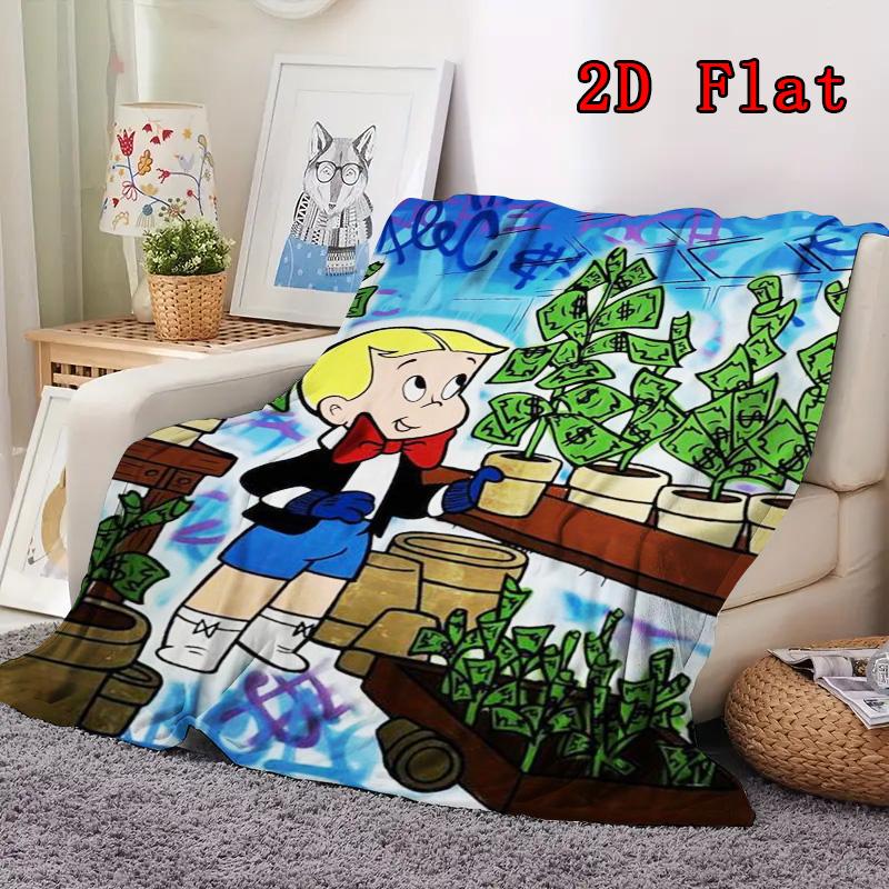 Richie Rich Comic Scene 2D Flat Pattern Flannel Blanket High quality All Seasons Warmth and Comfort Perfect for Christmas Gifts.NMT0928143