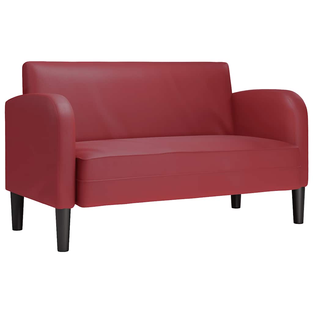 Two Seater Sofa Wine Red 110 Cm Faux Leather