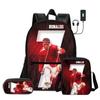 Children 3Pcs Set Daily Pack Football Star Rucksack Best Gift Pupil School Carry Carrier Pencil Bags M-Messis School Bag