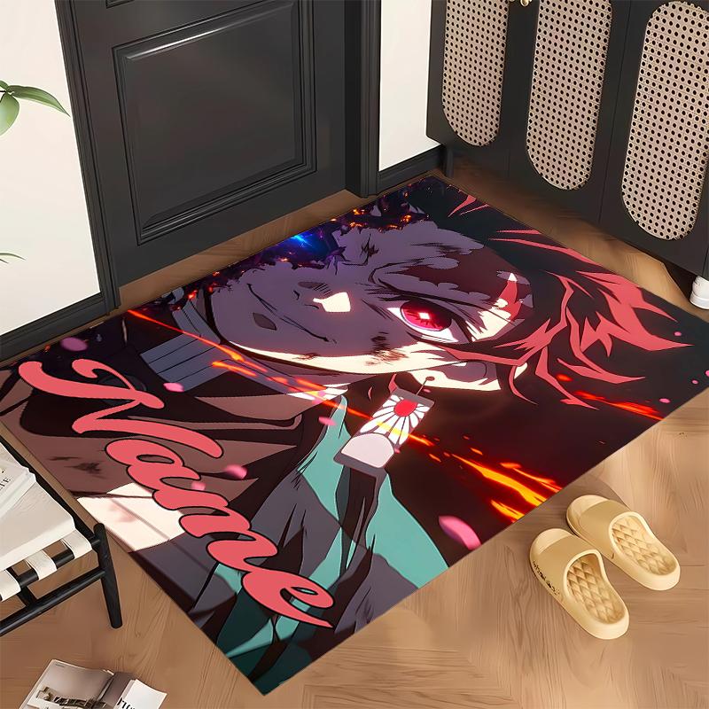 Demon Slayer (5) Personalized Name Office Carpet Stylish Decor for Living Room Bedroom Kitchen