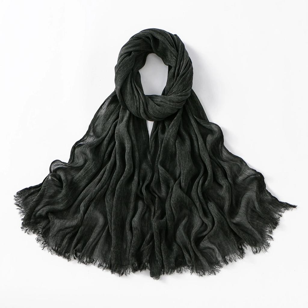 190x80cm Crinkle Hijab for Women Muslim Scarf Shawl Tie-dye Headscarf Solid Color Islamic Turban Ramanda