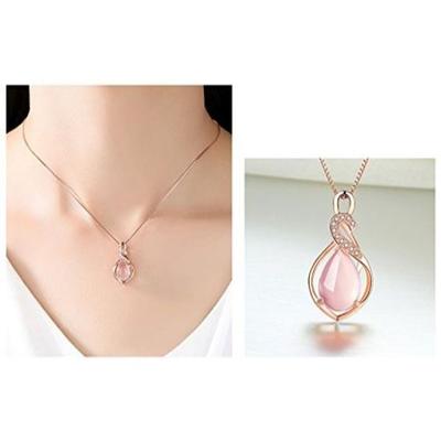 Shining Diva Fashion Roségold-Kristall-Halskette mit stilvollem Anhänger für Damen