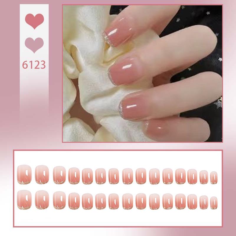 

Элегантные мерцающие градиентные накладные ногти - Высококлассный короткий нейл-арт. 6123-French Gradient [Glue Type]