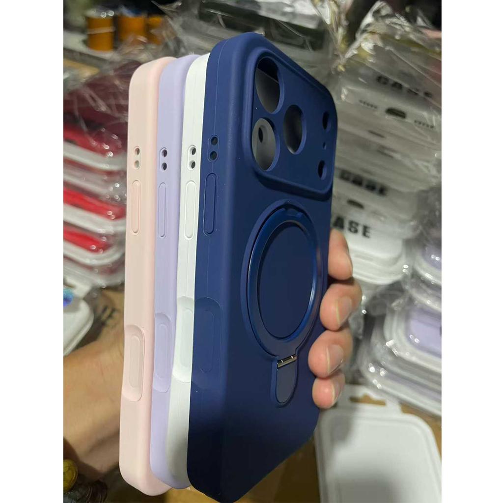 Liquid Silicone for iPhone 17 Pro Case with 360 Spin Magnetic Ring Stand Fit for MagSafe Non-Slip Protective Case for iPhone 17 16 15 14 13 12 Pro Max