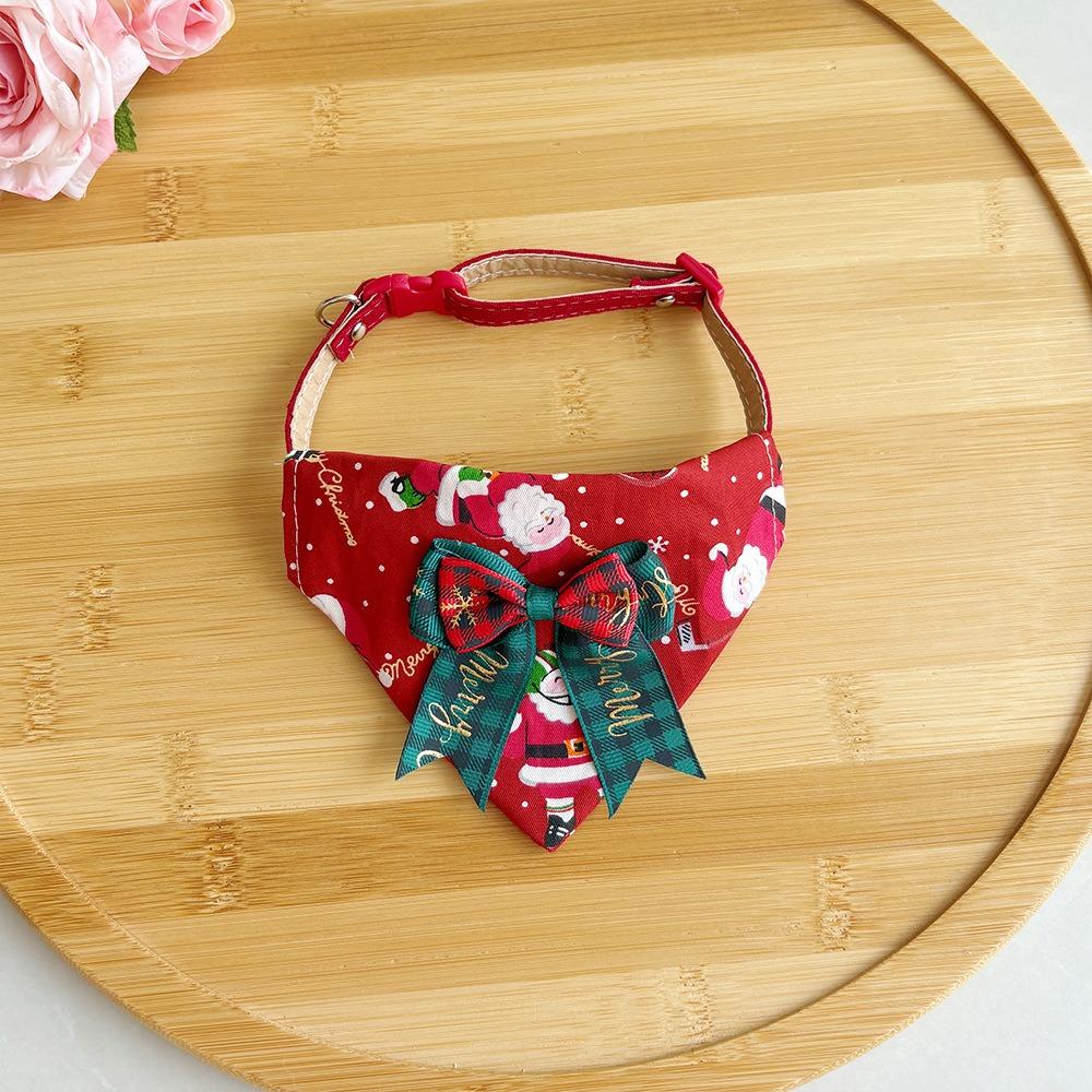 Adjustable Collar Pet Collar Bandana Cotton Fabric Holiday Pet Bib Holiday Outings