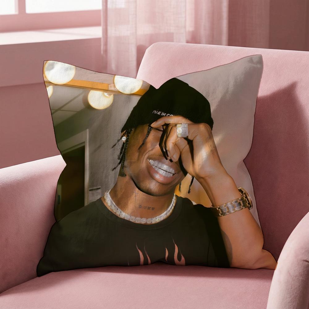 Travis Scott Cushion Cover Multi-Scene Pillow Cover for Home & Car - Reversible, Soft & Durable for Daily Use