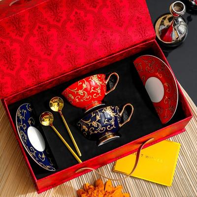 Tazza da caffè di alta gamma squisita lusso leggero tazza in ceramica di alta gamma set da tè per il tè pomeridiano scatola regalo regalo di nozze