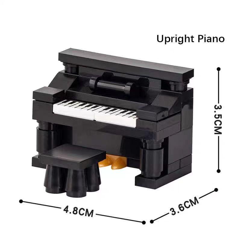 Music Mini Scene MOC Creative Assembly Building Blocks Upright Triangular Piano Set DIY Bricks Toys For Children Christmas Gifts