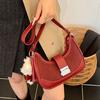 High-end Casual Shoulder Bag for Women Trendy Patchwork Buckle Crossbody Bags Retro Large Capacity Suede Female Handbags