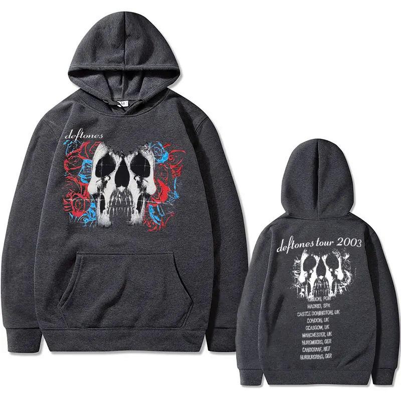 Mikina s kapucí s oboustranným grafickým motivem lebky Deftones