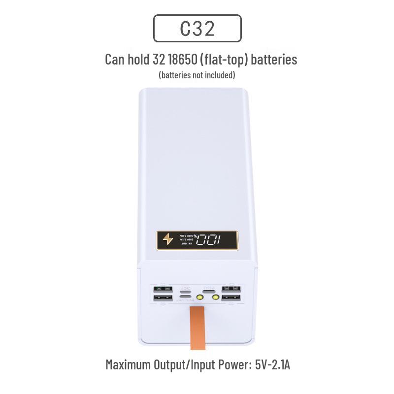 Scocca per Power Bank DIY Senza Saldatura a 32 Sezioni con Ricarica Wireless