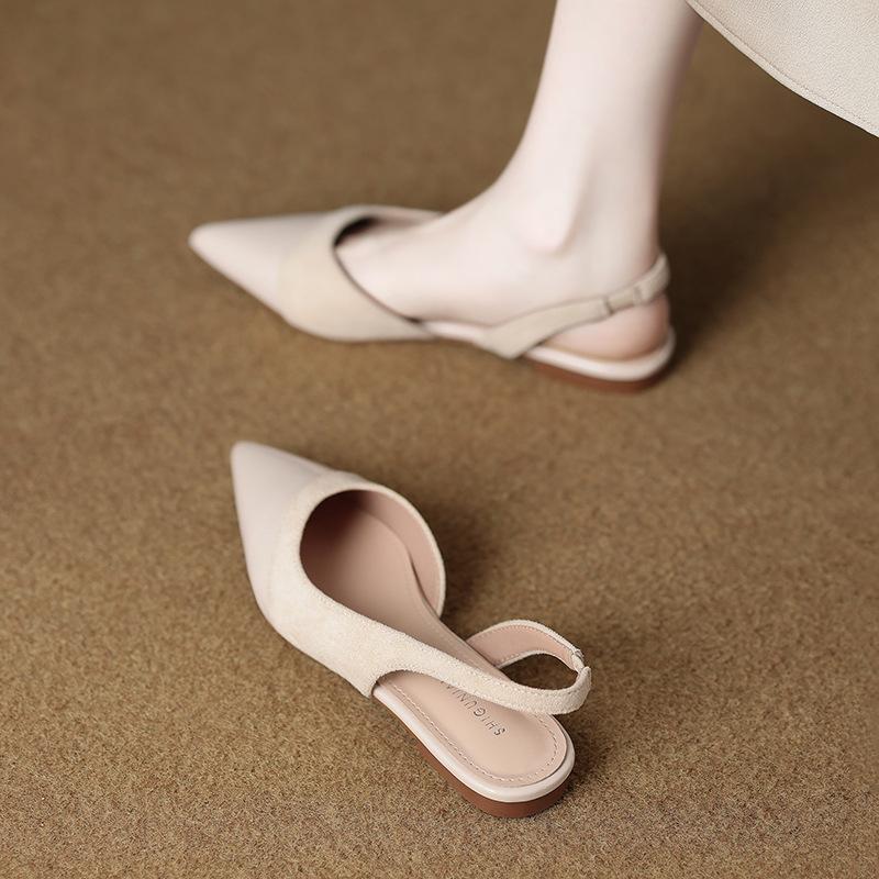 Baotou drag women 2025 spring and summer new temperament pointed sandals gentle flat shoes