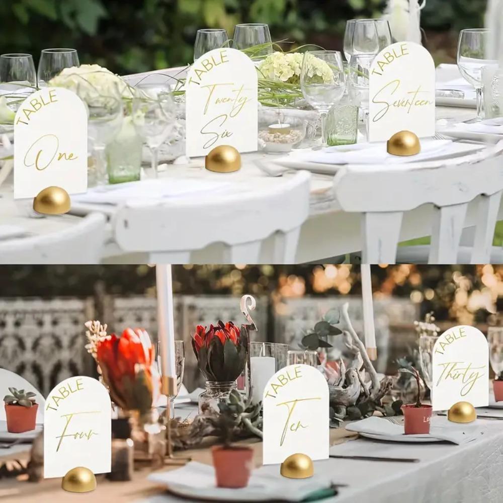 Wooden Table Number Stand Gold Name Cards Holders  Wedding Anniversary