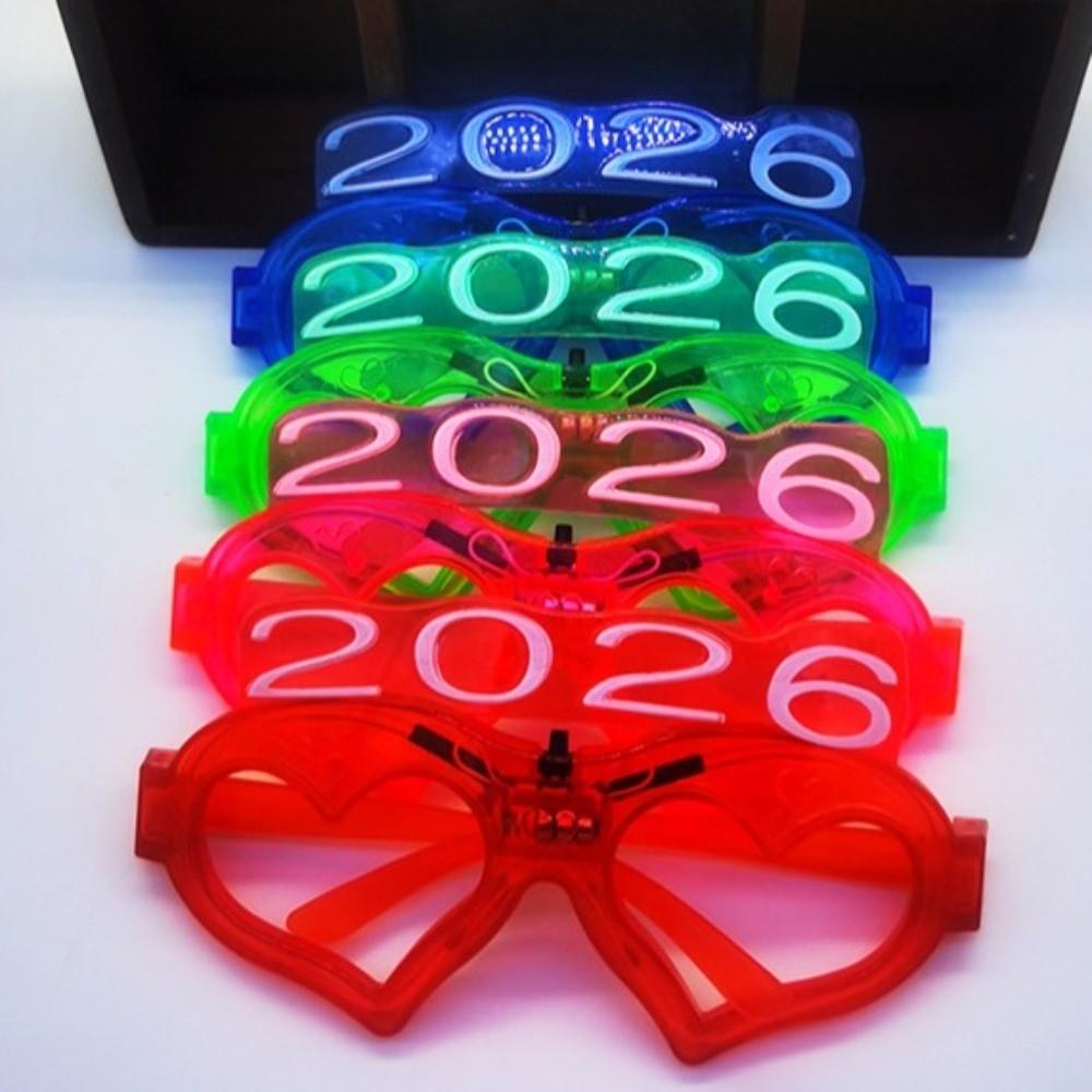 Square/Love Heart Shape 2026 LED Glow Glasses LED Glow New Year Party Glasses Rave Nightclub