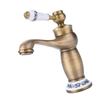 Ceramic Antique Brass Faucet Bathroom Sink Faucet Blue White Porcelain Long Neck Vintage Faucet Kitchen Water Basin Tap