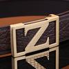 Men's Z Letter Business Casual Buffalo Leather Belt with Stainless Steel Buckle