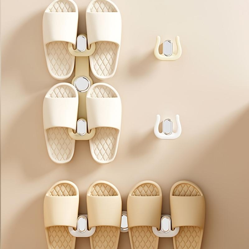 1pc Driller Free Easy Mounting Wall-mounted Slipper Rack - Thick Steel Bathroom Shoe and Towel Storage Rack, Practical Hooks
