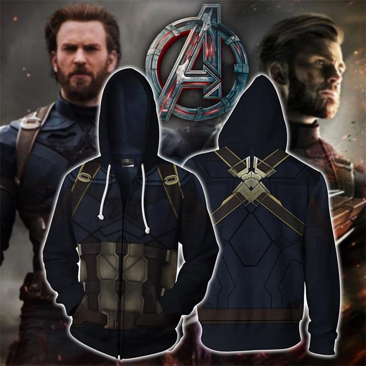 Autumn Men's Captain America Zipper Hoodie Sweatshirt