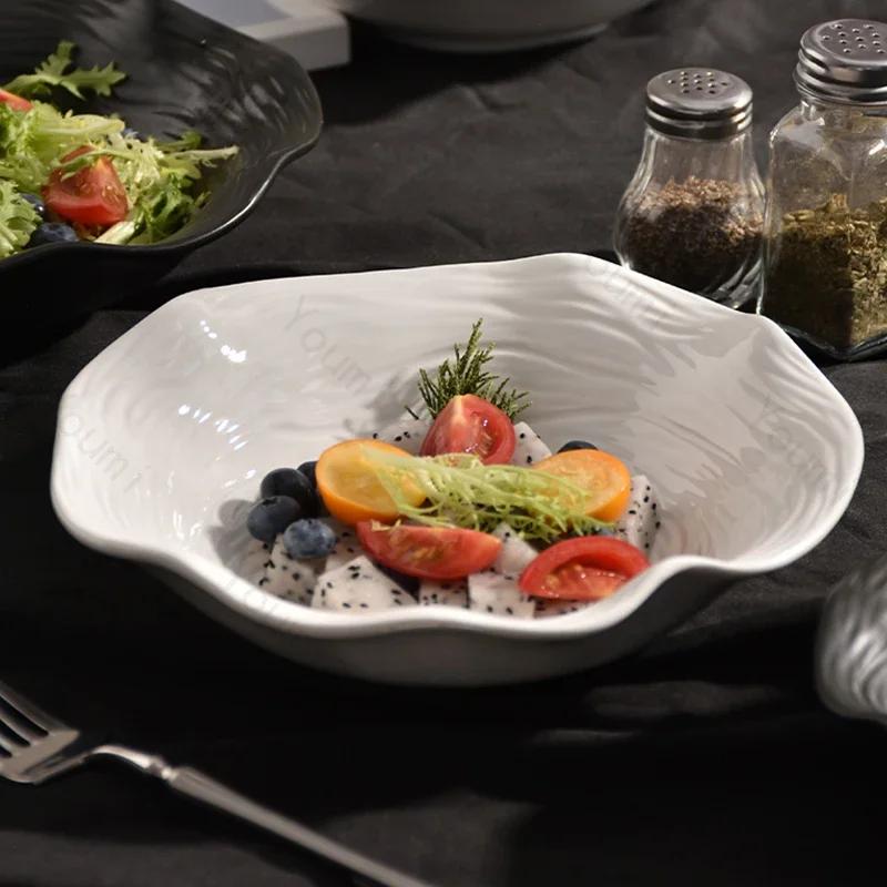 Creative Irregular Ceramic Bowl Luxury Restaurant Delicious Salad Bowls Home Afternoon Tea Yogurt Salad Bowl Unique Tableware