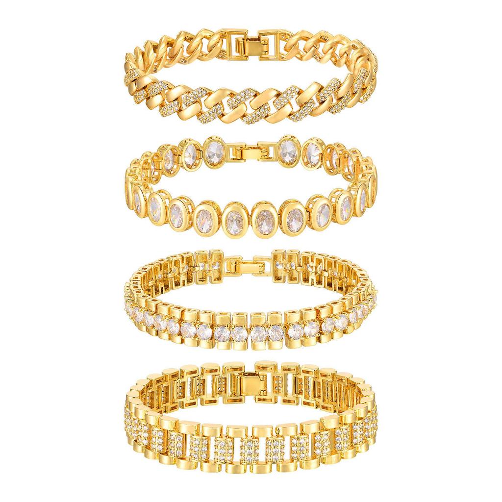 Women's Fashionable Golden Copper Cross Bracelet - PBR-220