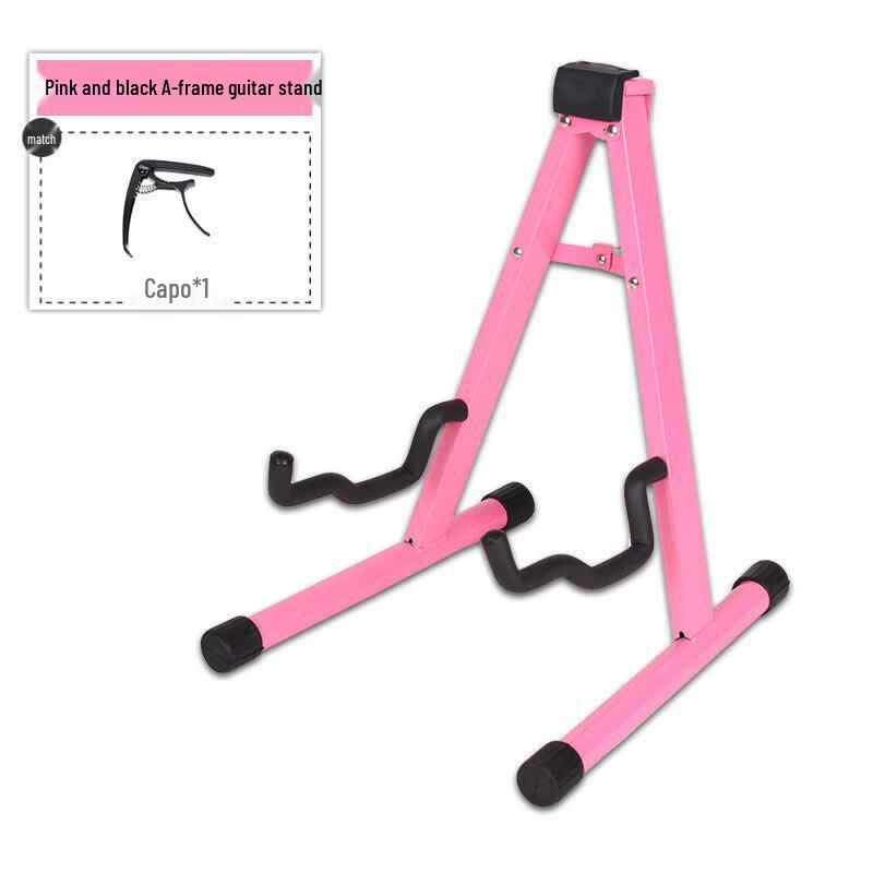 Pink A-Frame Guitar and Bass Stand with Capo