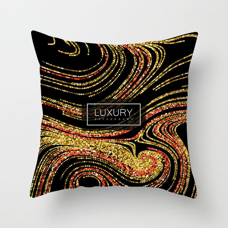 Home Products New Black Geometric Sofa Pillow Cushion Cover Digital Printing Office Cushion Cover