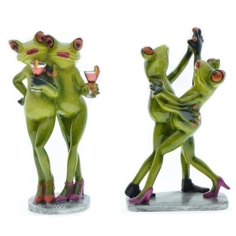 Nordic Garden Potted Bonsai Home Decoration Captain Play Billiards Play Pool Frog Dance Baby Resin Crafts Sculpture Modern Art