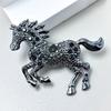 Enamel Horse Shape Brooch with Sparkling Rhinestones Details Versatile Zinc Alloy Pin Jewelry for Gift Giving