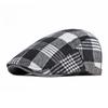 Unisex Autumn Winter Plaid Woolen Beret Hat British Retro Flat Cap Men Women Warm Newsboy Cap Vintage Checked Peaked Cabbie Hat