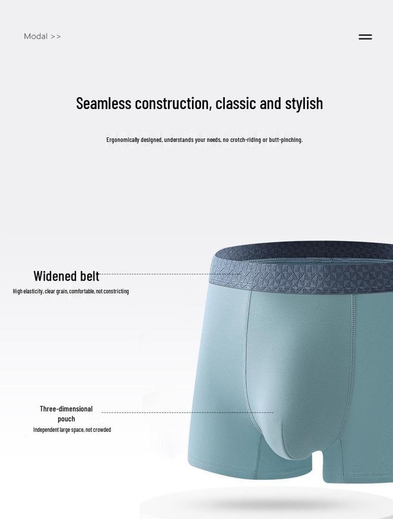 Men's Combed Cotton Antibacterial Breathable Boxer Briefs with Pure Cotton Crotch