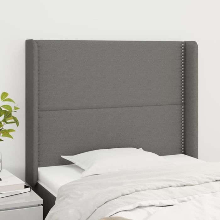 VidaXL Headboard with Ears Dark Grey 83x16x118-128 Cm Fabric3119415