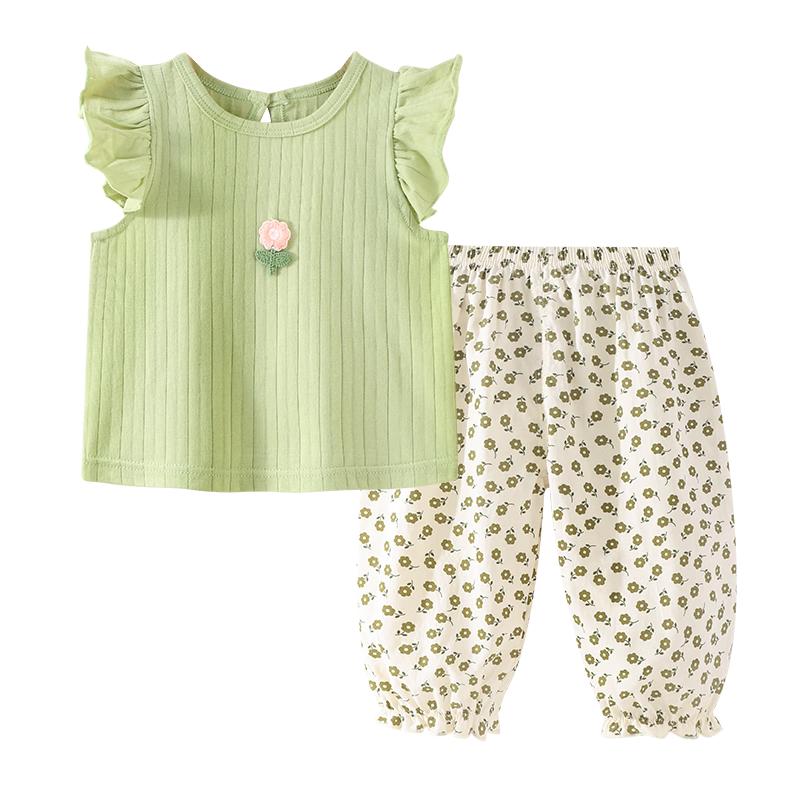 Youqi Girls  Summer Short-Sleeve T-shirt & Pants Set 100