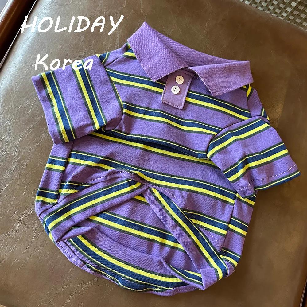 INS New Pure Cotton Pet Shirt Striped T-shirt Dog Shirt Dog Clothes Yorkshire Terrier French Bulldog Clothes