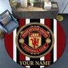 Custom Name Manchester United Round Area Rug,Carpet Rug for Living Room Bedroom Sofa Playroom Decor,Non-slip Floor Mat