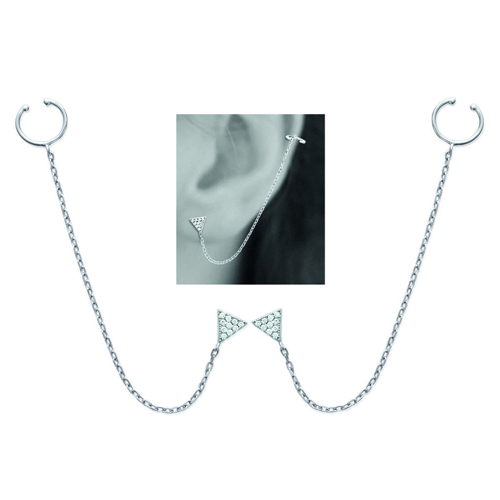 Les Trésors De Lily [M9929] - Silver White 'Triangles' Earring Earrings (rhodium-plated) - 5x5 Mm