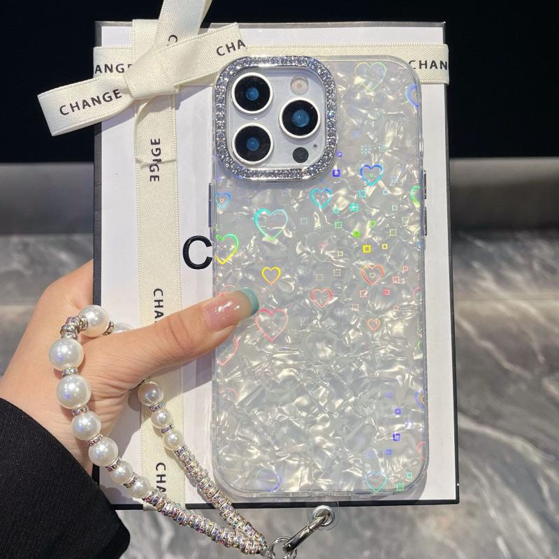

Glitter Diamond Lens Phone Case with Laser Heart Shell Design for iPhone 17 Pro Max and Apple 14/15/16 iPhone 14 Plus